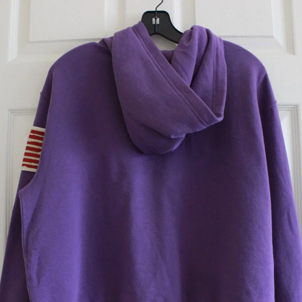 Polo Ralph Lauren Girl's Logo Fleece Hoodie Flag Patch Purple